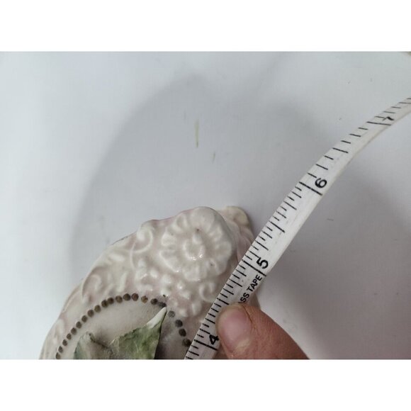 Antique Capodimonte Porcelain Pink Rose Ornate Victorian Trinket Box Oval Footed - Picture 9 of 10